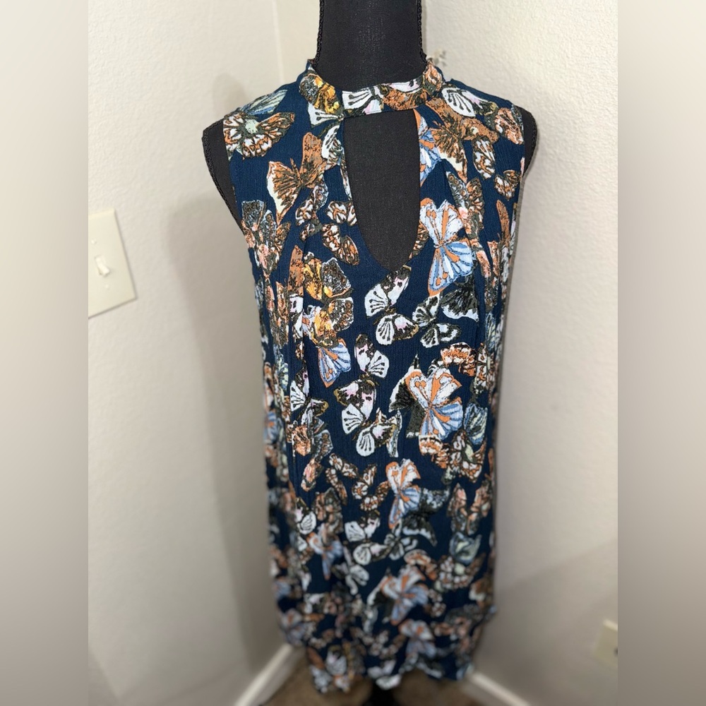 NWT JODIFL Navy whimsical bohemian‎ Butterfly Mini Dress- Size Medium
